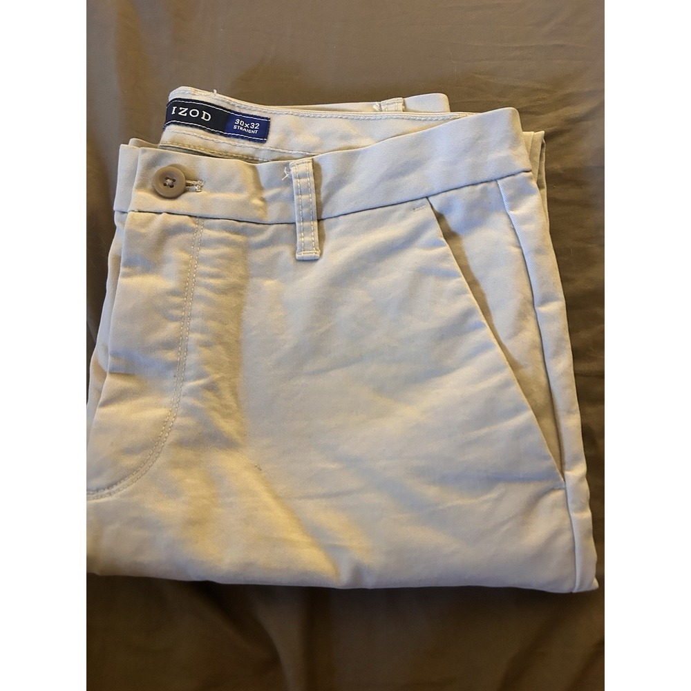 Izod Men's Khaki Pants 30x32 Straight Fit Casual Chinos Beige Tan